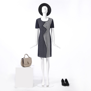 靓诺蓝白荡领连衣裙LL19267A