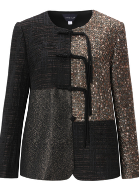 靓诺靓诺2025春季新款新中式盘扣外套香风肌理宽松短款女LS25191A