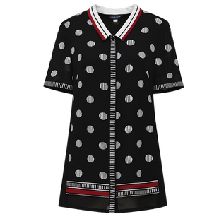 靓诺复古波点设计感短袖上衣衬衣女夏新款通勤气质衬衫女LC21225A