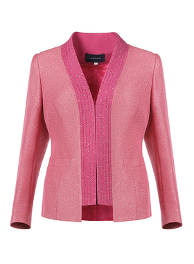 靓诺紫红色烫钻上衣女士大码外套气质百搭通勤短外套LS13046A