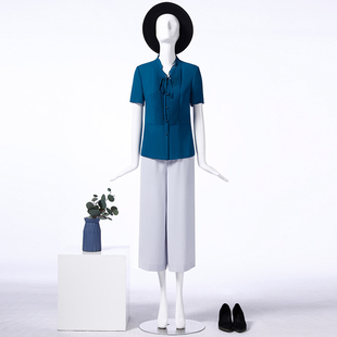 靓诺靛蓝木耳边衬衫LC22217A