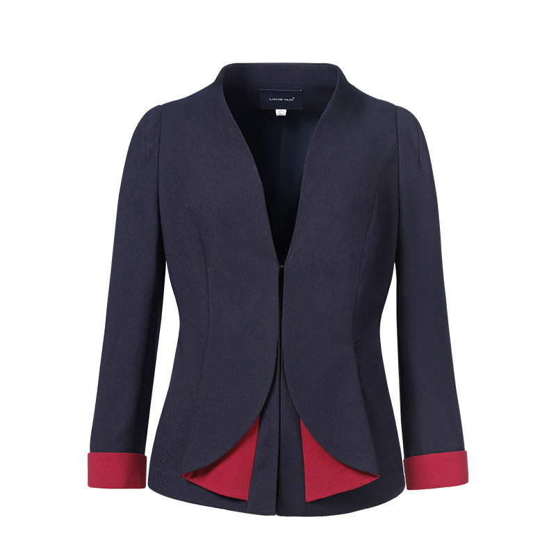 靓诺藏蓝拼玫红上衣LS15105A