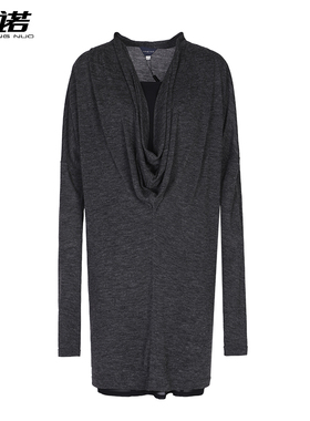 靓诺灰色荡领连衣裙宽松款（单件）此款与LQ11062B为一套LQ11062A