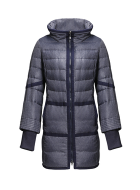 靓诺蓝色暗纹拼素色针织羽绒服LY13169A