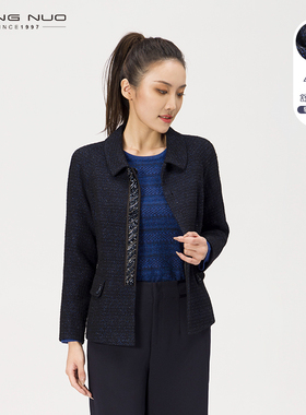 靓诺高端女装2024春秋新款外套女气质短款小香风法式上衣LS22348A