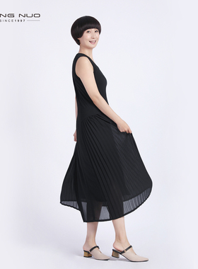 [商场同款] 靓诺黑色无袖连衣裙百搭长款背心裙25新款LL25326A