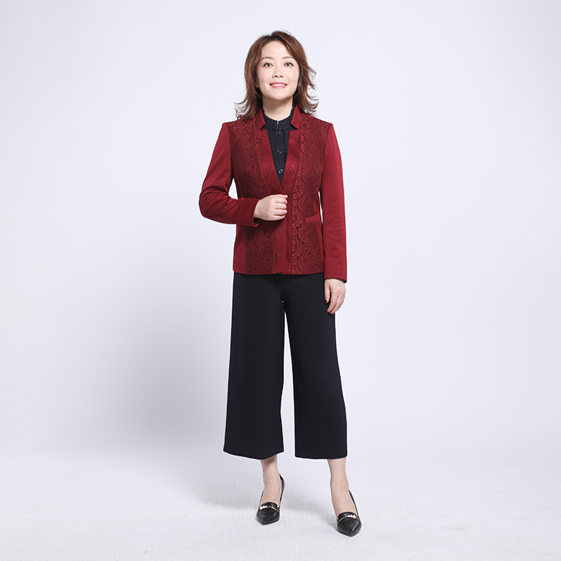 红色蕾丝上衣LS14565A