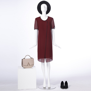 LIANGNUO靓诺酒红色飘纱透色连衣裙LL17270B