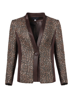 靓诺粗纺拼麂皮上衣LS14574A