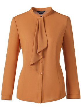 靓诺蜜柑色飘领衬衫LC22112A