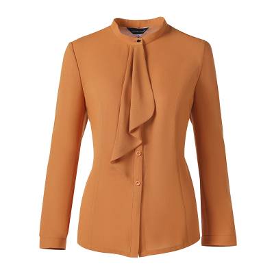 蜜柑色飘领衬衫LC22112A靓诺