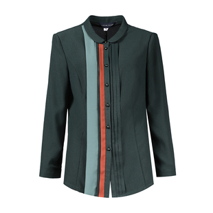 靓诺绿色百搭拼色衬衫 LC18113A