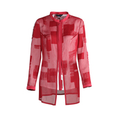 靓诺2021年春装 LC21104A 圆领洋气衬衫 新款 高档红色手绘印花时尚