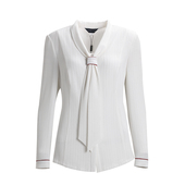 靓诺白色飘带T恤时尚 LC19398A 衬衫 气质修身 通勤长袖