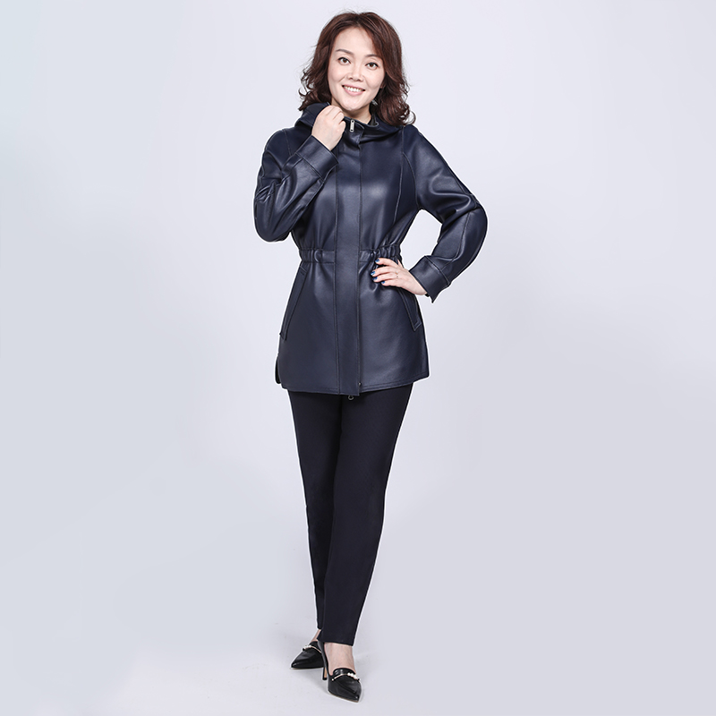 蓝色单皮风衣LP18321A