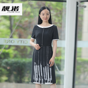 [精英衣橱]LIANGNUO靓诺连衣裙女夏假两件拼接收腰裙子女LL21250A