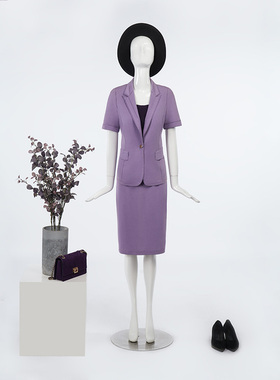 LIANGNUO靓诺品牌女装雪青针织西装裙LQ11042B