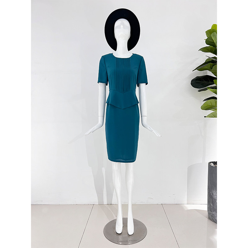 靓诺前中压褶连衣裙LQ13074A