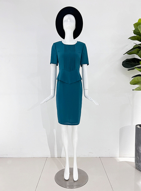 靓诺前中压褶连衣裙LQ13074A