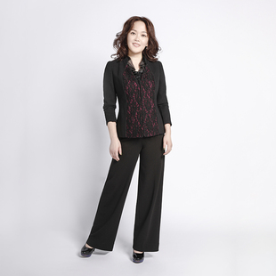 靓诺黑色拼蕾丝欧根纱外衣LS13133A