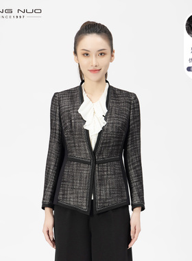 靓诺春季西服短款外套女修身职业气质羊毛大码女装上衣LS20325A