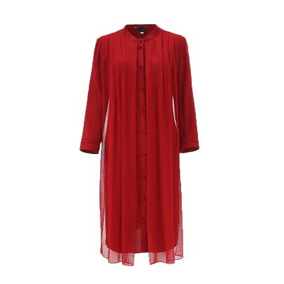 靓诺红色飘纱连衣裙ll19146a