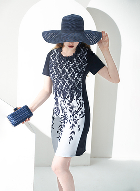 LIANGNUO靓诺蕾丝印花渐变连衣裙LL20259A