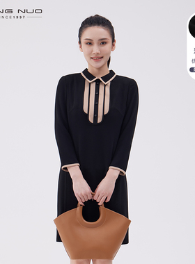 靓诺法式复古高端洋气设计感气质连衣裙女2023春收腰显瘦LL21157A