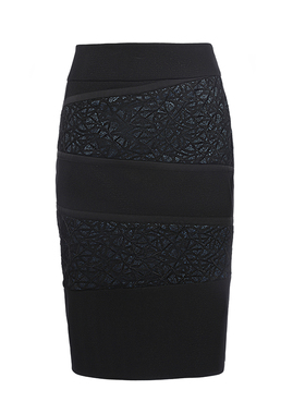 靓诺蓝色蕾丝中西裙LQ12251B