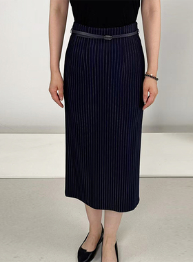 LN系列轻奢女士藏蓝细白线包臀半身裙显瘦夏季气质时尚NQ21171A