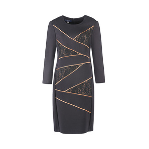 LIANGNUO靓诺黑色拼块加牙子连衣裙LQ13121A