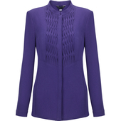 靓诺春秋高级衬衣雅致淡紫色立体百褶小立领女士高档衬衫 LC18308A