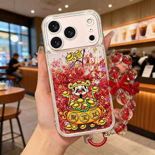 2026新年适用苹果17pro手机壳mate80新款 16聚宝盆remo15流沙magic8马年x300本命年findx9华为小米15金色500