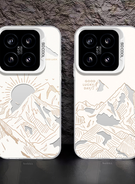 日落高山适用小米14手机壳13pro保护套civi4pro新款14ultra女12pro简约note13红米k70镭射11硬k60外壳k70至尊