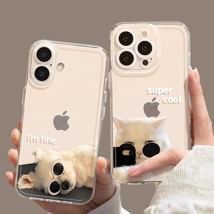 墨镜猫狗适用华为pura70手机壳x100苹果16pro新款15全包note14小米14硅胶OPPO防摔reno12透明p70保护套mate60