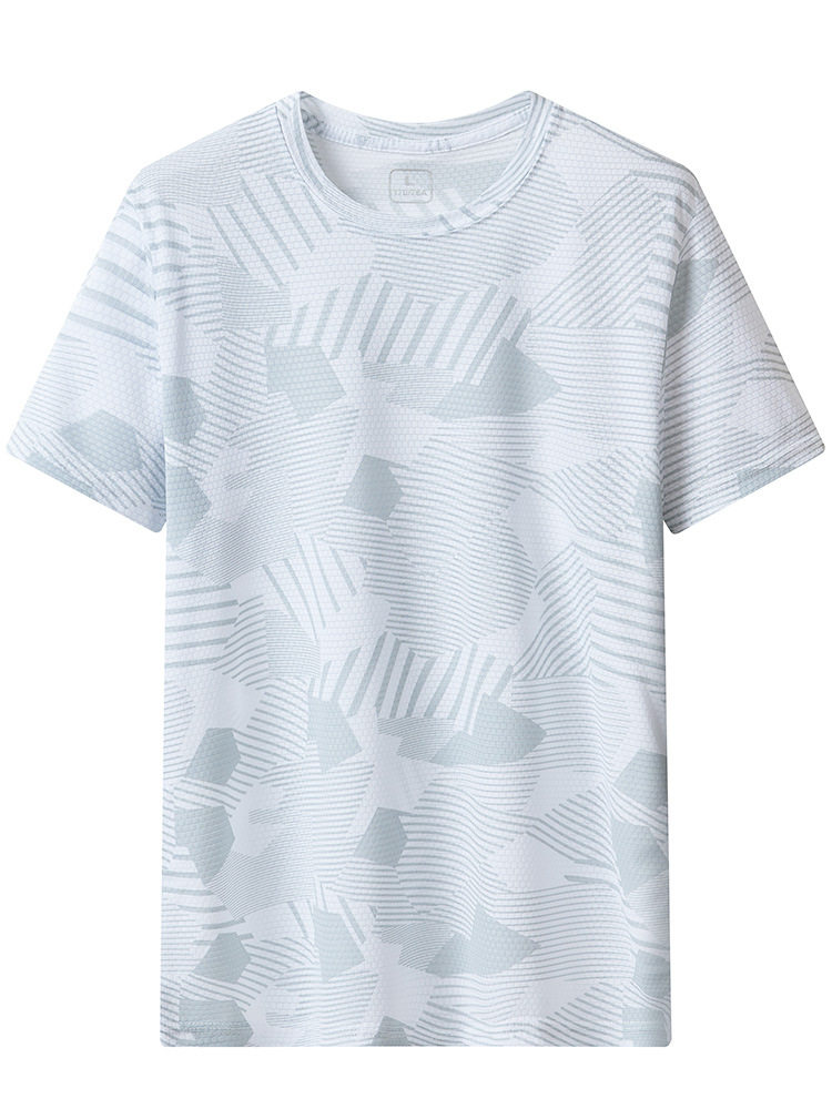 短袖T恤男夏季男士跑步透气健身冰丝速干衣薄款男款运动上衣圆领