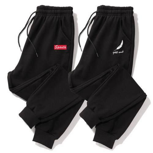 外贸出口加绒裤子男款秋冬季百搭宽松束脚休闲男生运动哈伦裤潮牌