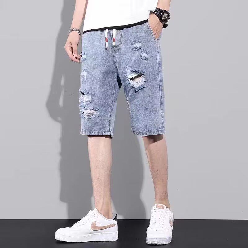 牛仔短裤男士夏季宽松大码水洗