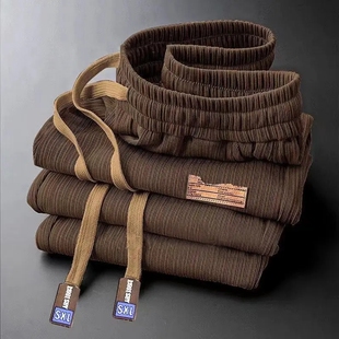 长裤 冰丝裤 情侣高街薄款 潮牌松紧腰宽松直筒休闲运动裤 潮 子男夏季