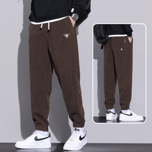 商场专柜清仓处理男士运动裤秋冬季加绒厚收口束脚青年灯芯绒卫裤