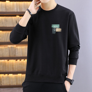 春秋干活穿的工作服男款t恤耐磨脏宽松大码工地工人运动圆领长袖