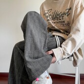 运动裤 男宽松大码 直筒裤 商场专柜清仓秋冬款 加绒加厚港风休闲裤 子