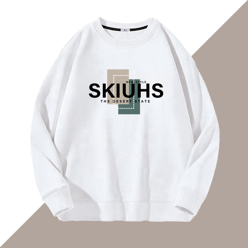 男士卫衣春秋季外穿宽松圆领时尚印花打底衫潮流大码运动休闲上衣