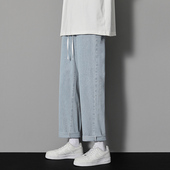 春秋季 美式 松紧腰阔腿裤 男生牛仔裤 子ins潮流广州新塘休闲运动裤