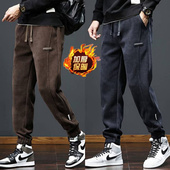 子男工装 束口秋冬季 加绒加厚休闲长裤 灯芯绒裤 松紧腰宽松重磅男裤