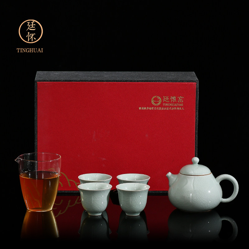 廷怀窑 汝窑套组 功夫茶具套装汝瓷开片汝窑茶具套装陶瓷玻璃公道,餐饮具,功夫茶具,淘宝优惠券,粉丝福利购,淘宝优惠卷
