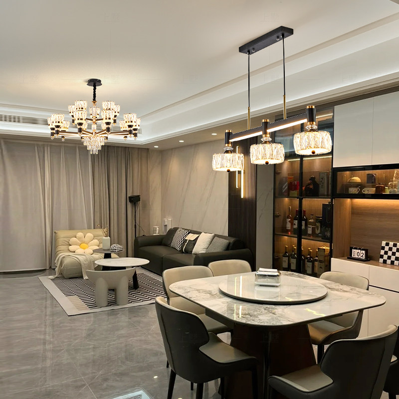 意式轻奢水晶吊灯客厅主灯饭厅灯2025新款灯具现代简约中山吸顶灯