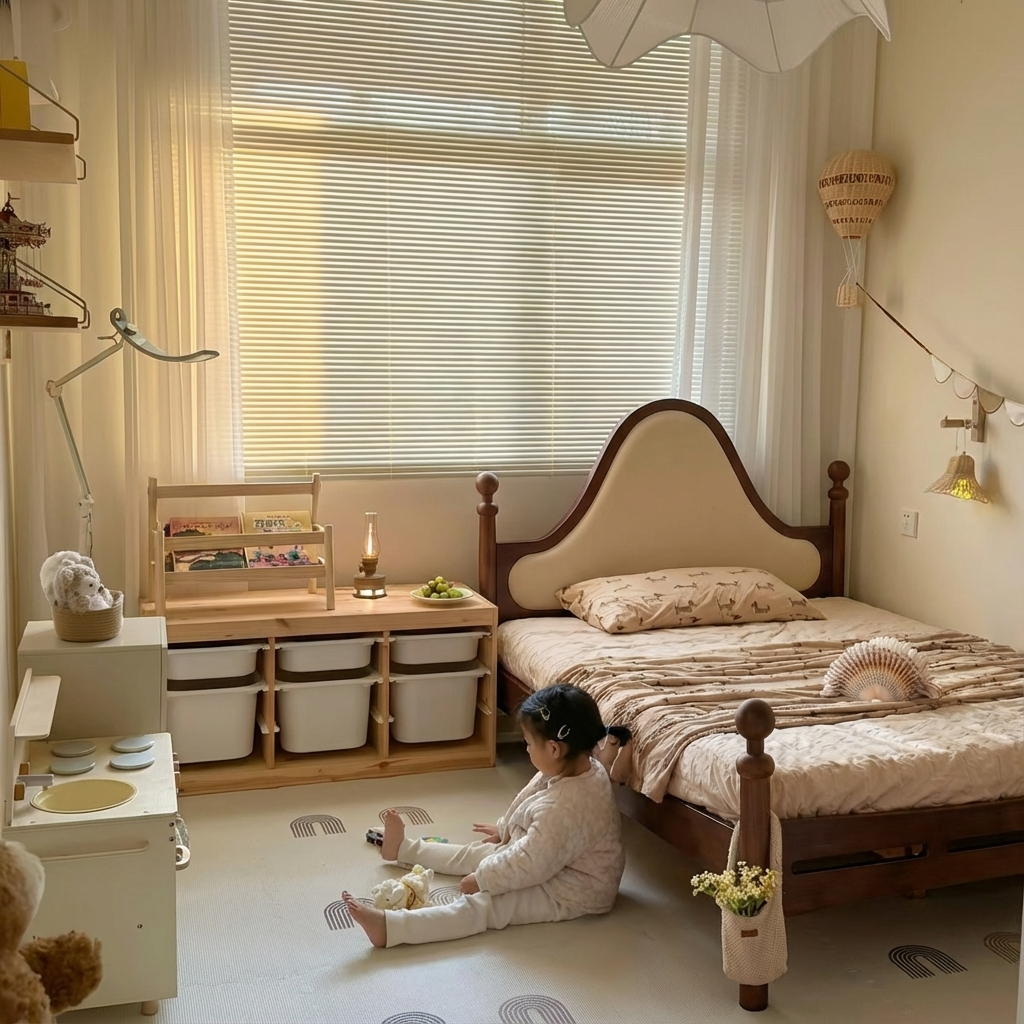 喜力美中古风儿童床小户型复古色1.5米单人床实木多功能卧室床,住宅家具,儿童床/儿童抽拉床,淘宝优惠券,粉丝福利购,淘宝优惠卷