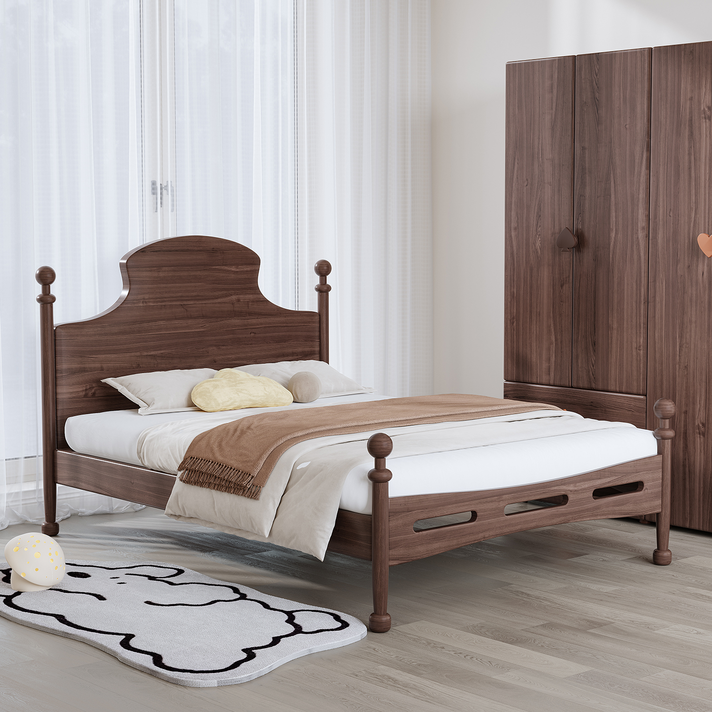 喜力美实木复古古堡床