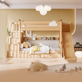 上下床双层床儿童床子母床加粗加厚高低床上下铺姐弟滑梯实木床